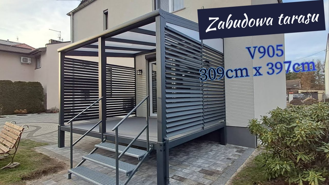 Montaż zadaszenia tarasu V905 o wymiarach 309cm x 397cm w Lublińcu.