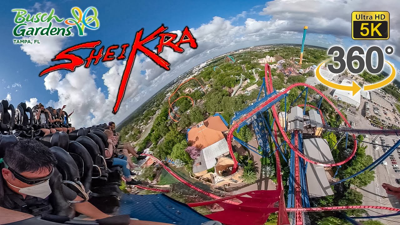 2020 VR 360 Sheikra Roller Coaster On Ride Front and Back Row 5K Ultra HD POV Busch Gardens Tampa