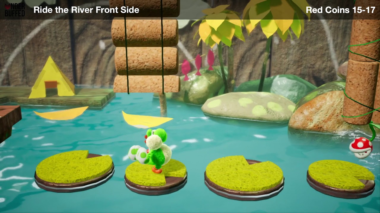 [Yoshi's Crafted World] Ride the River - All Smiley Flowers, Red Coins