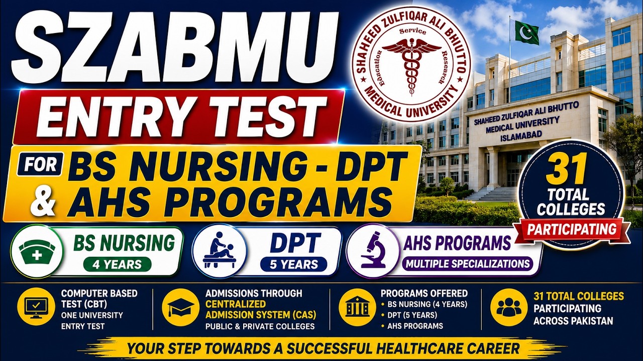 SZABMU Admissions Fall 2026 | BS Nursing, DPT & Allied Health Sciences | Entry Test | Complete Guide