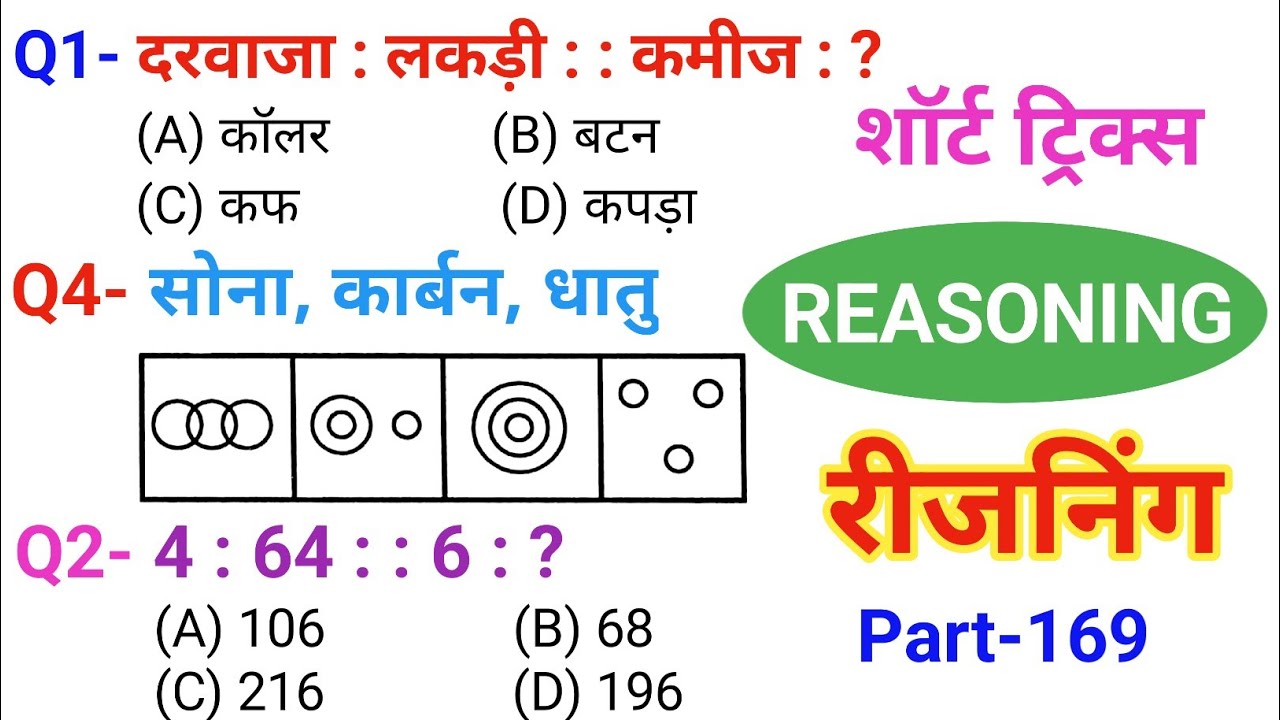 रीजनिंग सेट प्रैक्टिस पार्ट 169 | रीजनिंग में कैसे सवाल पूछे जाते हैं | रीजनिंग के तैयारी  कैसे करें