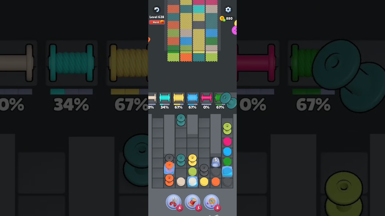 Knit Out Level 628 Solution #knitoutpuzzlegame #knitout #knitoutlevel #androidgames #gameplay