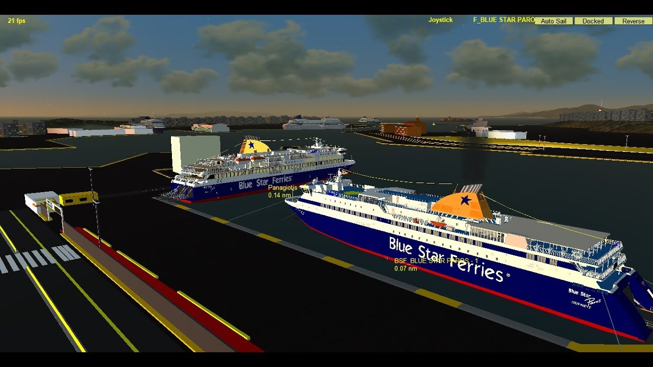 Vehicle Simulator Online : Blue Star Paros & Blue Star Delos departure from Piraeus