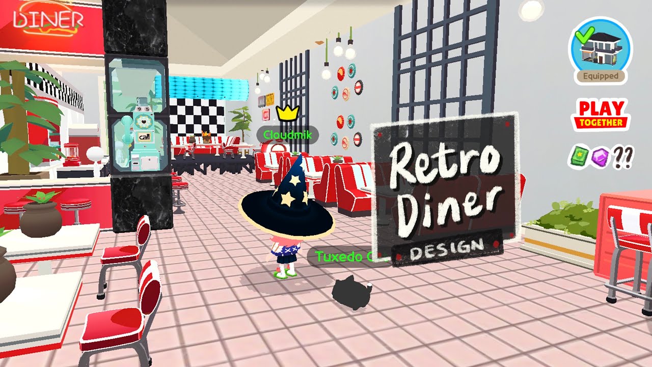 Retro Diner Design | 21K Modern House 2nd Floor | Speed Build | Play Together