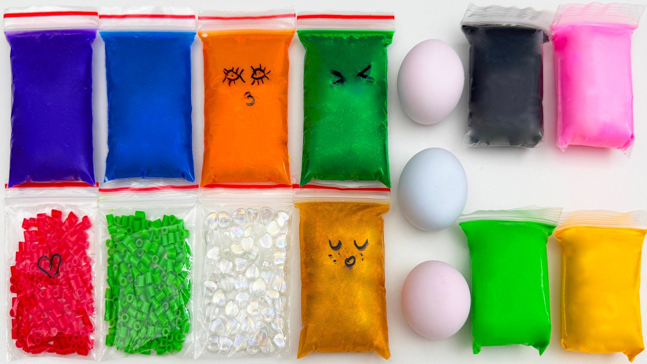 Very Relaxing and Calming Slime Making with Bags and Soft Clay