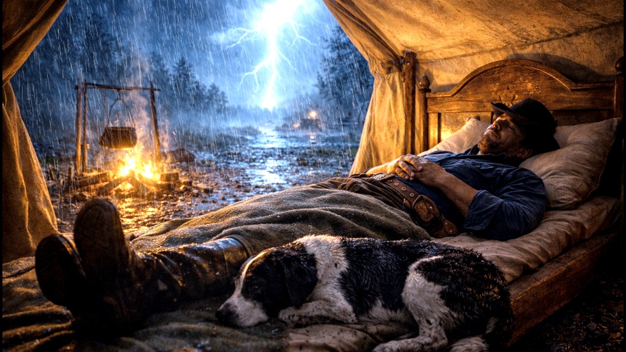 Arthur's Lonely Tent Night – Resting Alone in Heavy Rain at Camp | RDR2 ASMR