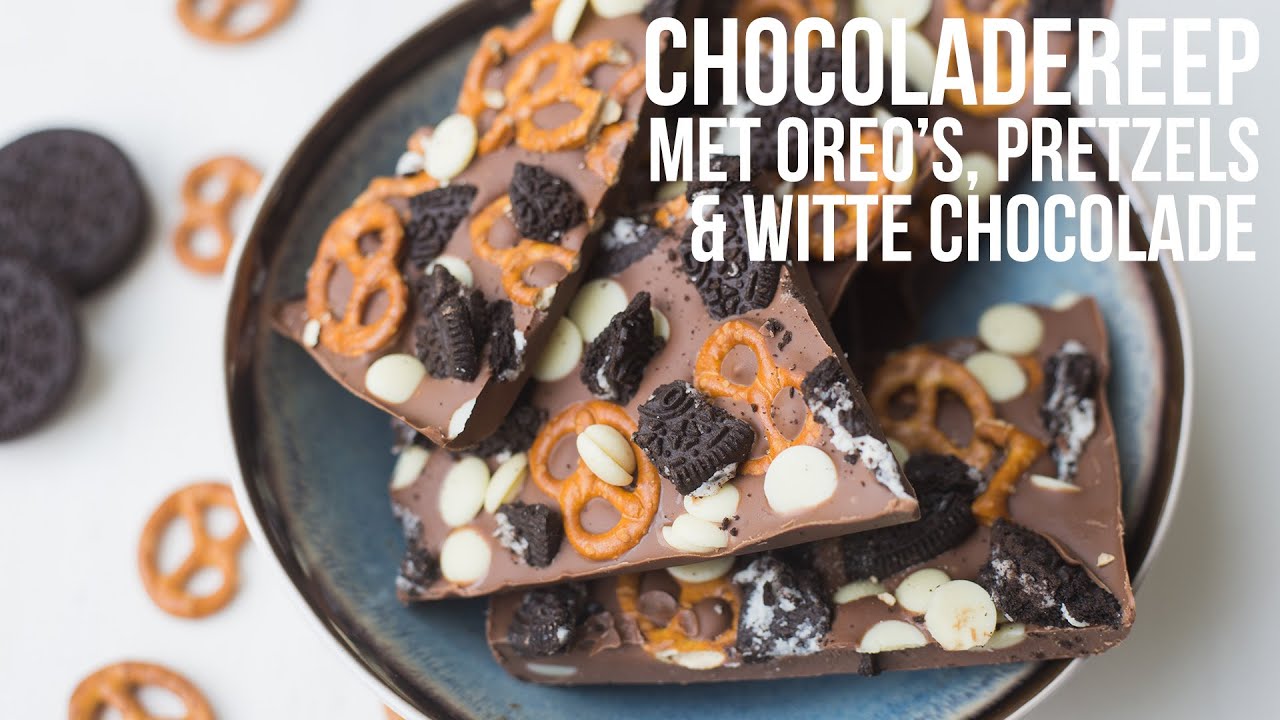 RECEPT: Chocoladereep met Oreo's, pretzels en witte chocolade - OhMyFoodness