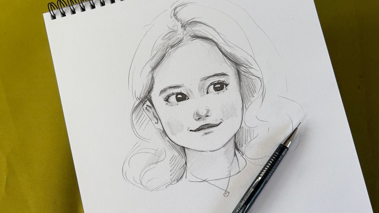 A Cute Girl Drawing Start with Simple Guide