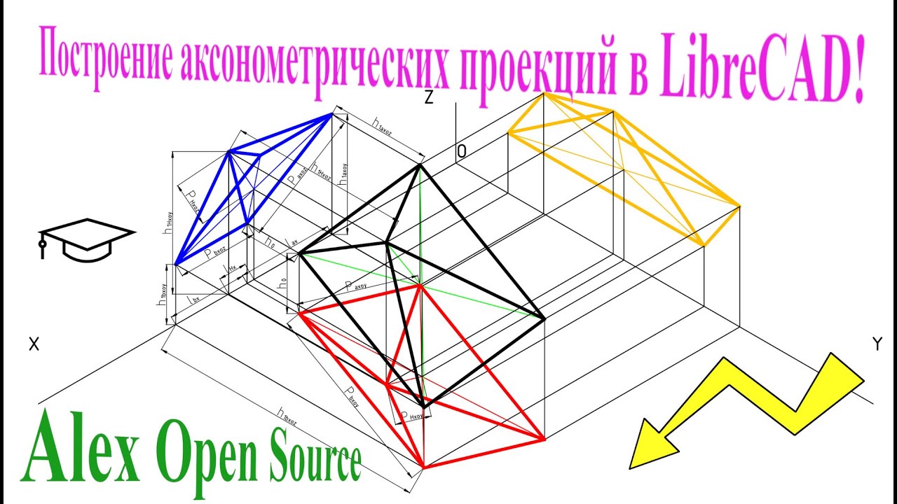 Построение аксонометрических проекций в LibreCAD. Building axonometric projections in the LibreCAD