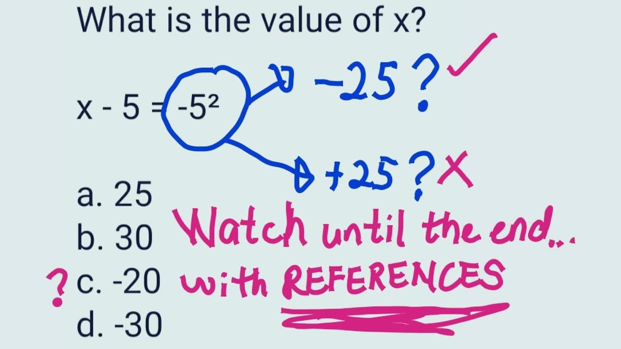 What is the value of X? [MATH: law of exponent on negative base]