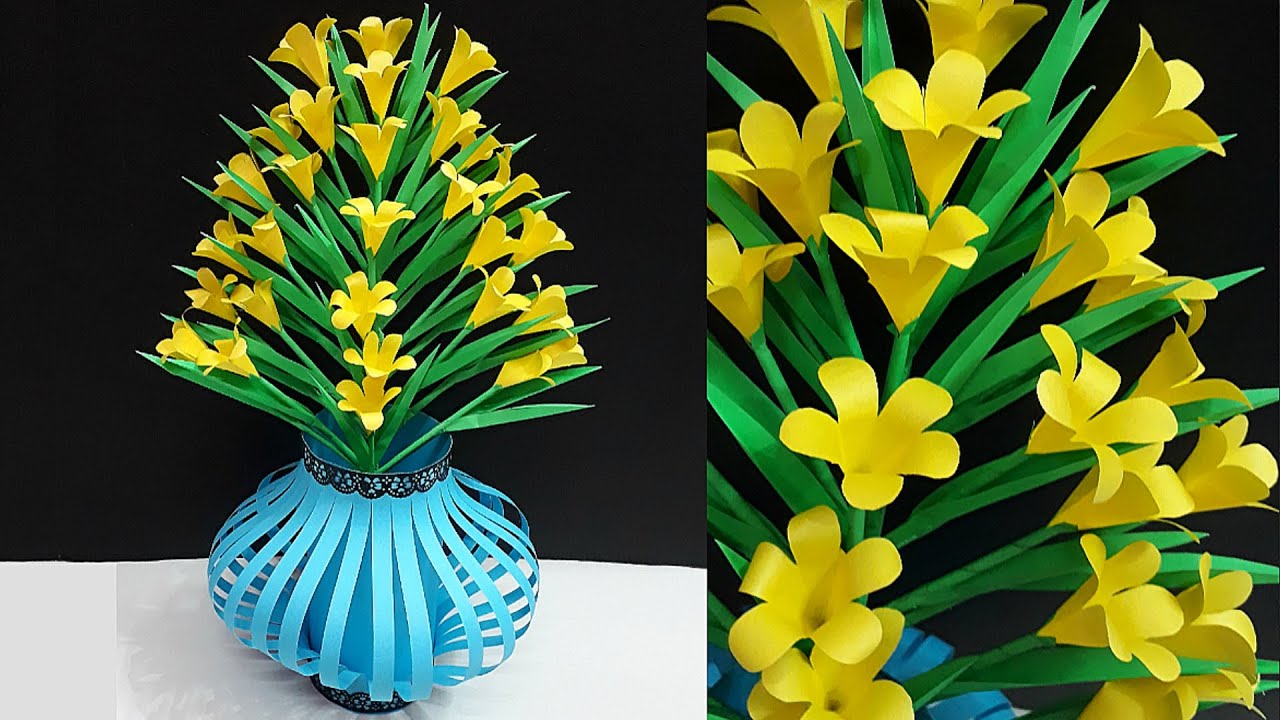 DIY - Paper Flower vase made with Paper Flower Bouquet  |DIY-Room Decoration Idea