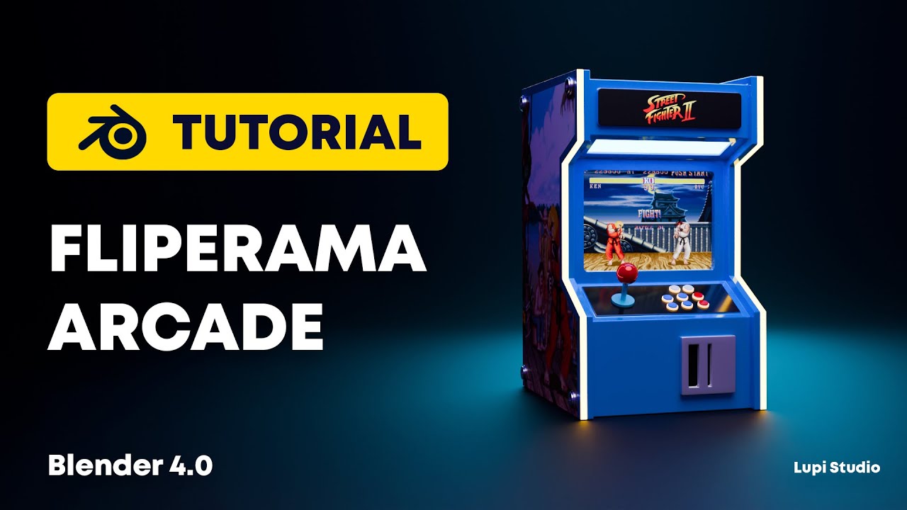 Modelagem Completa de um FLIPERAMA ARCADE (Street Fighter) no Blender | Tutorial Passo a Passo