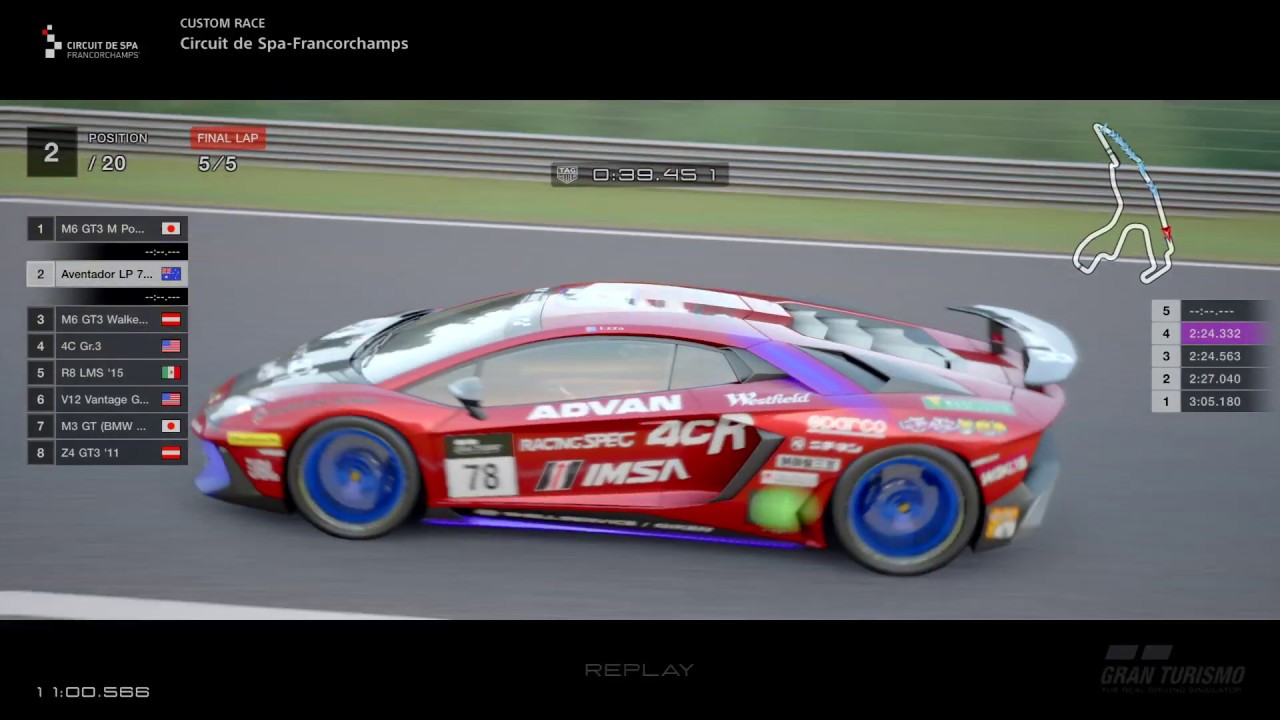GT SPORT Lamborghini Aventador LP 750-4 SV @ Spa-Francorchamps