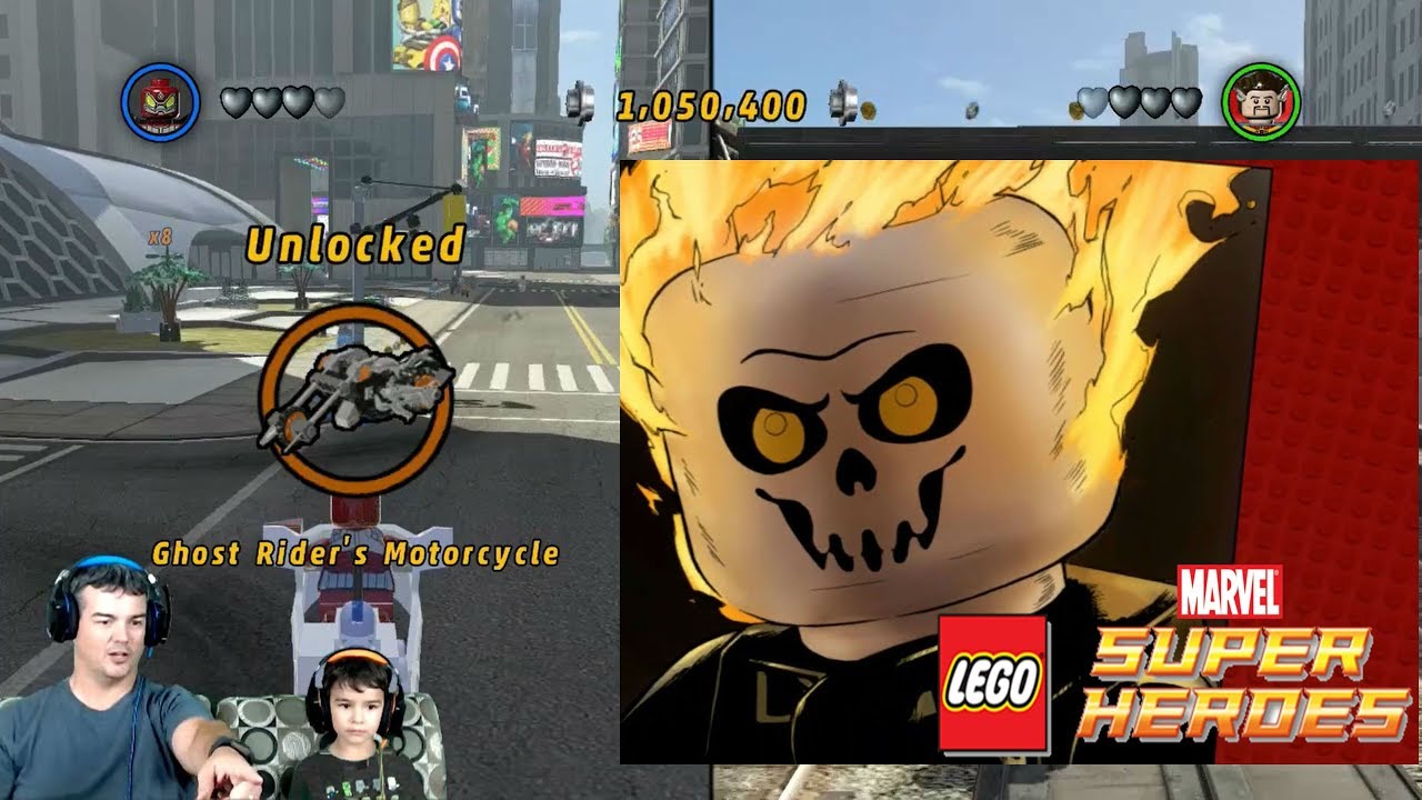 Unlock Ghost Rider's Motorcycle and win a race in Lego Marvel SuperHeroes