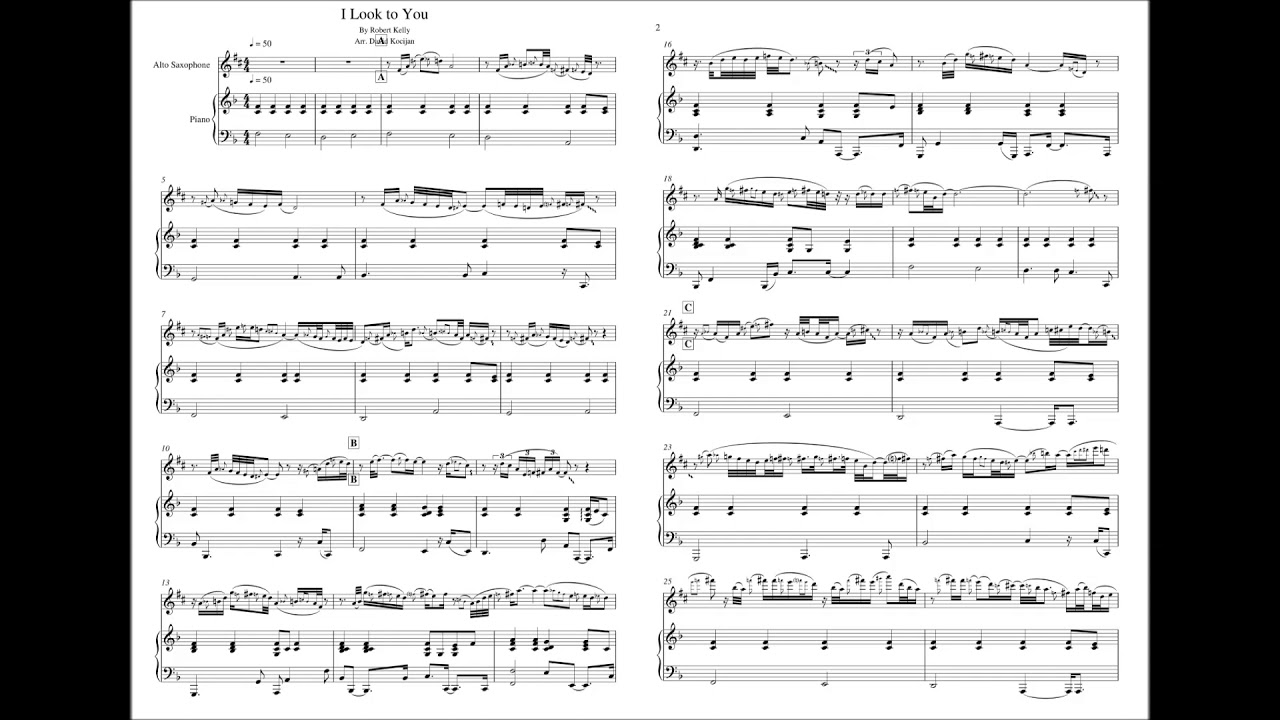 I Look to You by Whitney Houston - INSTRUMENTAL SHEET MUSIC