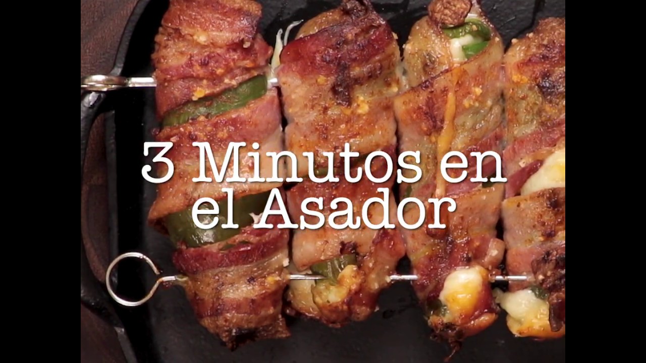 Chilitos rellenos de queso envueltos en tocino | 3 minutos en el asador