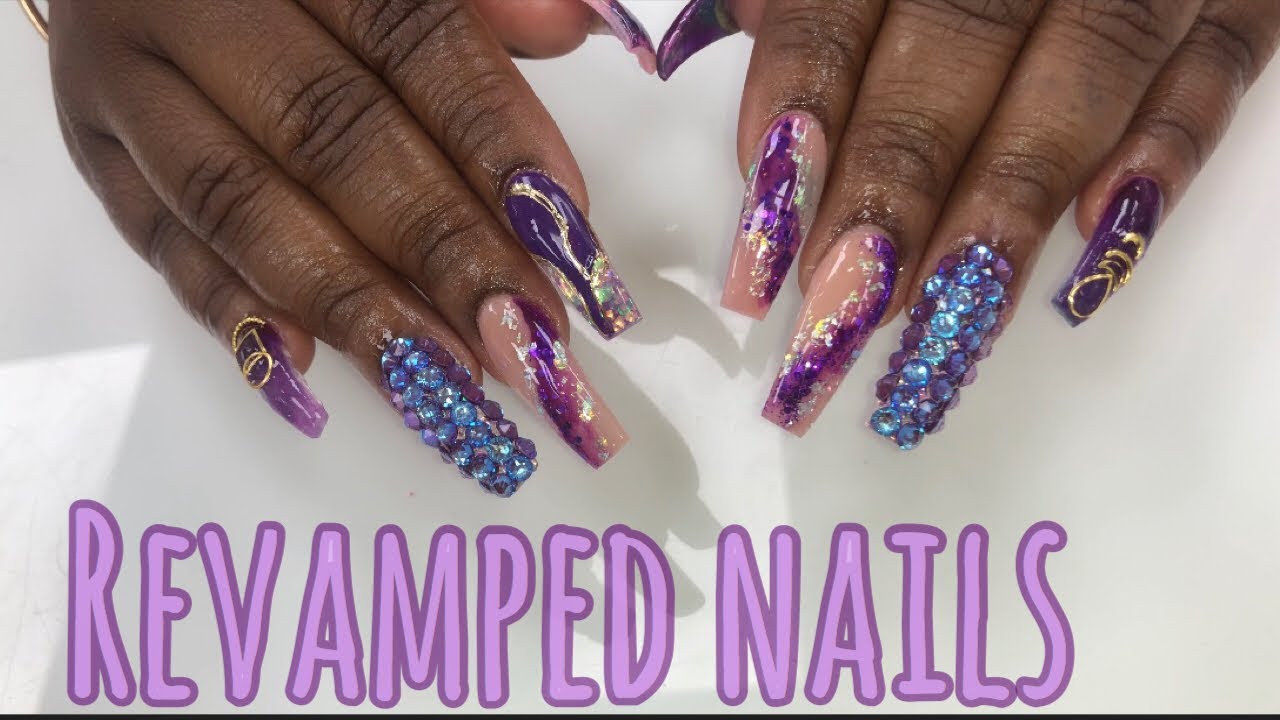 HOW I REVAMP NAILS: purple freestyle nails 💅🏼