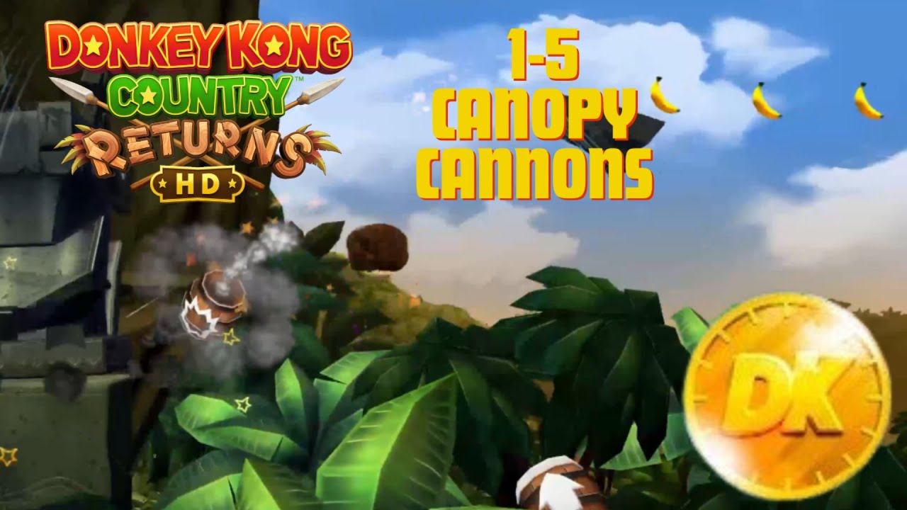 [Donkey Kong Country Returns HD] Time Trials 1-5 Canopy Cannons Shiny Gold 100%