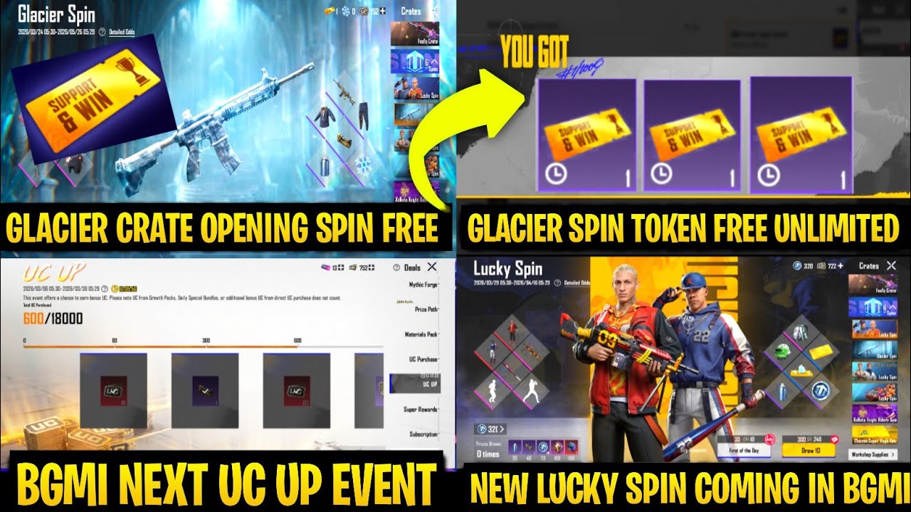 🔴Glacier Spin Token Unlimited Redeemed | Next Uc Up Event | Bgmi New Lucky Spin |M4 Voting Spin Live