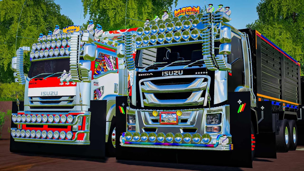 ขับรถพ่วง ISUZU GIGA ส่งหินคลุกให้ลูกค้า1วัน!! - Farming simulator 19