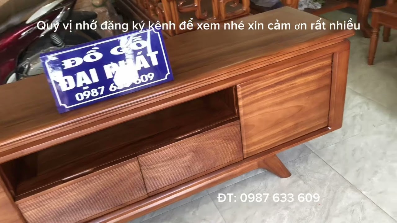 Giới thiệu combo kệ tivi và bàn trang điểm gỗ gõ đỏ hàng vip