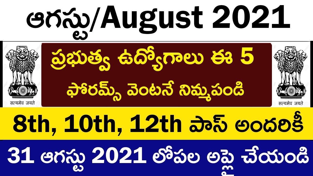 Top 5 Government Job Vacancy in August 2021 | Latest Govt Jobs 2021