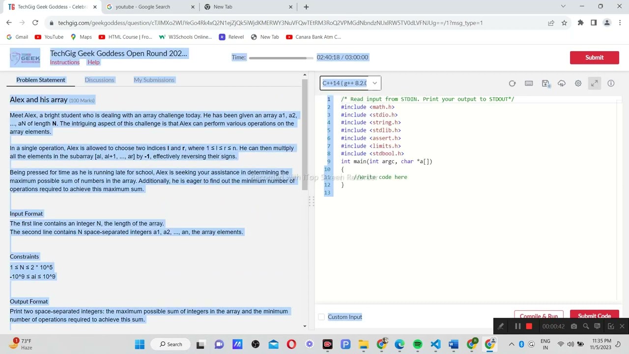 TechGig Geek Goddes open Round 2023