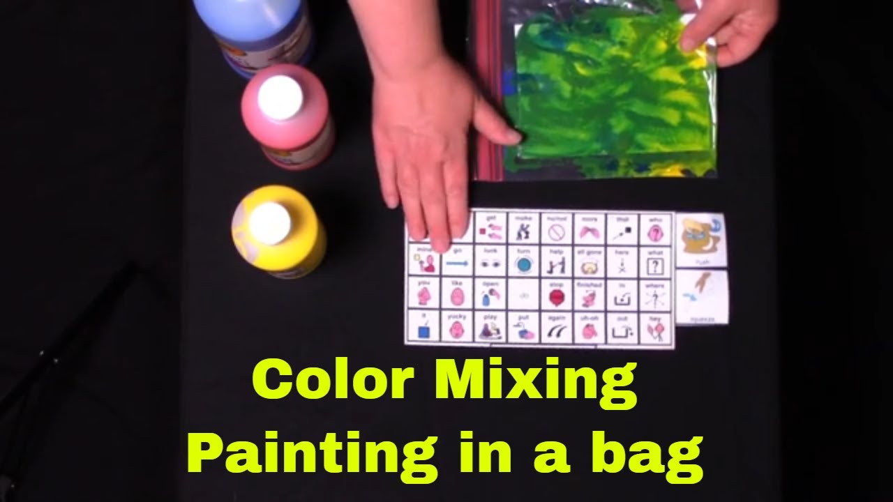 Preschool Colors Activity: Painting in a Bag with a Core Language Board