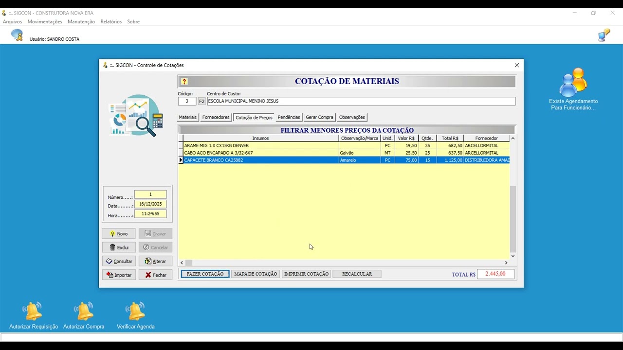 Aula Cadastro de Cotação