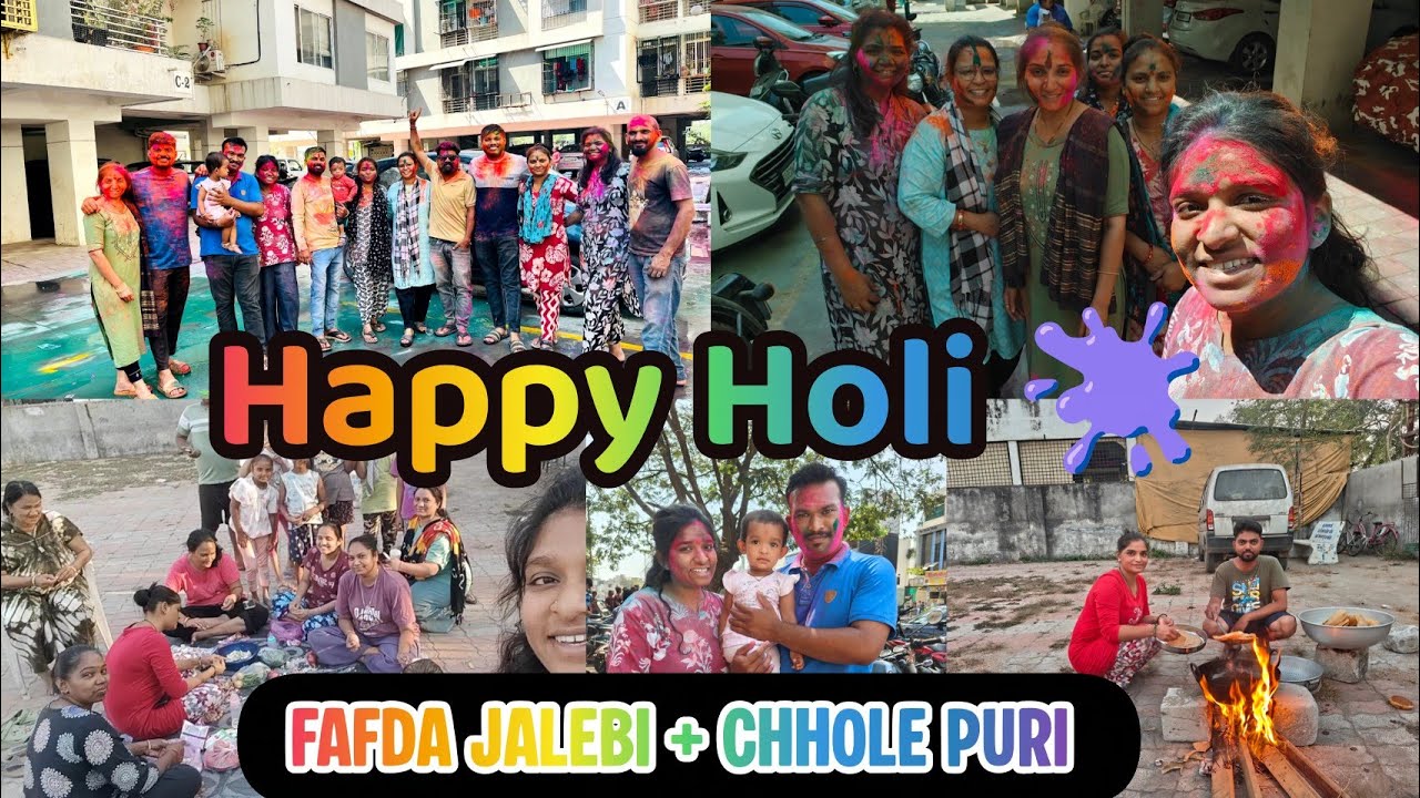 Happy Holi 🫟 💗Holi Par Khaya Fafda Jalebi & Chule Par bani Chhole Puri 😋🍲 #holi2026 #holivlog #vlog 