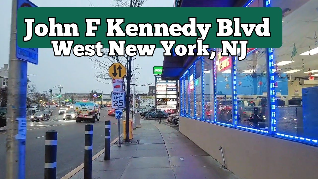 Walking on John F Kennedy Blvd in West New York, New Jersey, USA