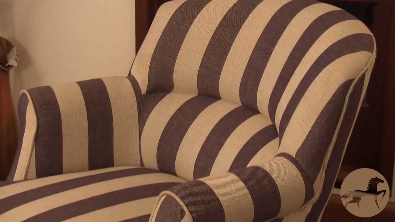 Amelie Blue Striped Fabric Club Chair
