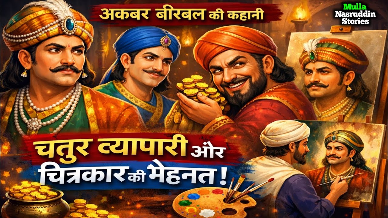 चतुर व्यापारी और चित्रकार की मेहनत, अकबर बीरबल कि कहानी | Akbar Birbal ki kahani, Stories of Birbal