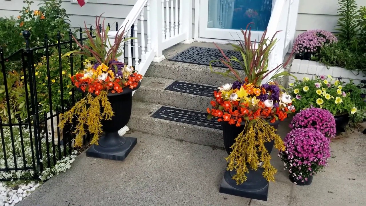Fall Fake Flowers in Planters
