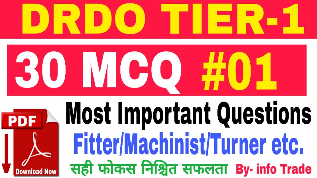 DRDO Tire-I 30 MCQ Questions for ITI Trade Fitter, Machinist, Turner