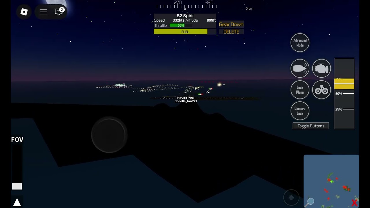 Flying B-2 spirit bomber 