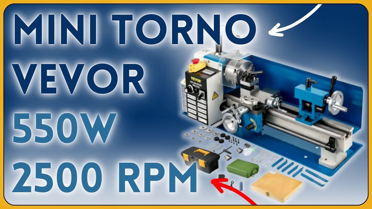 VEVOR Mini Torno de Metal 550W, 0-2500 RPM Fresadora de Metal, Aluminio, Cobre, Vidrio y más