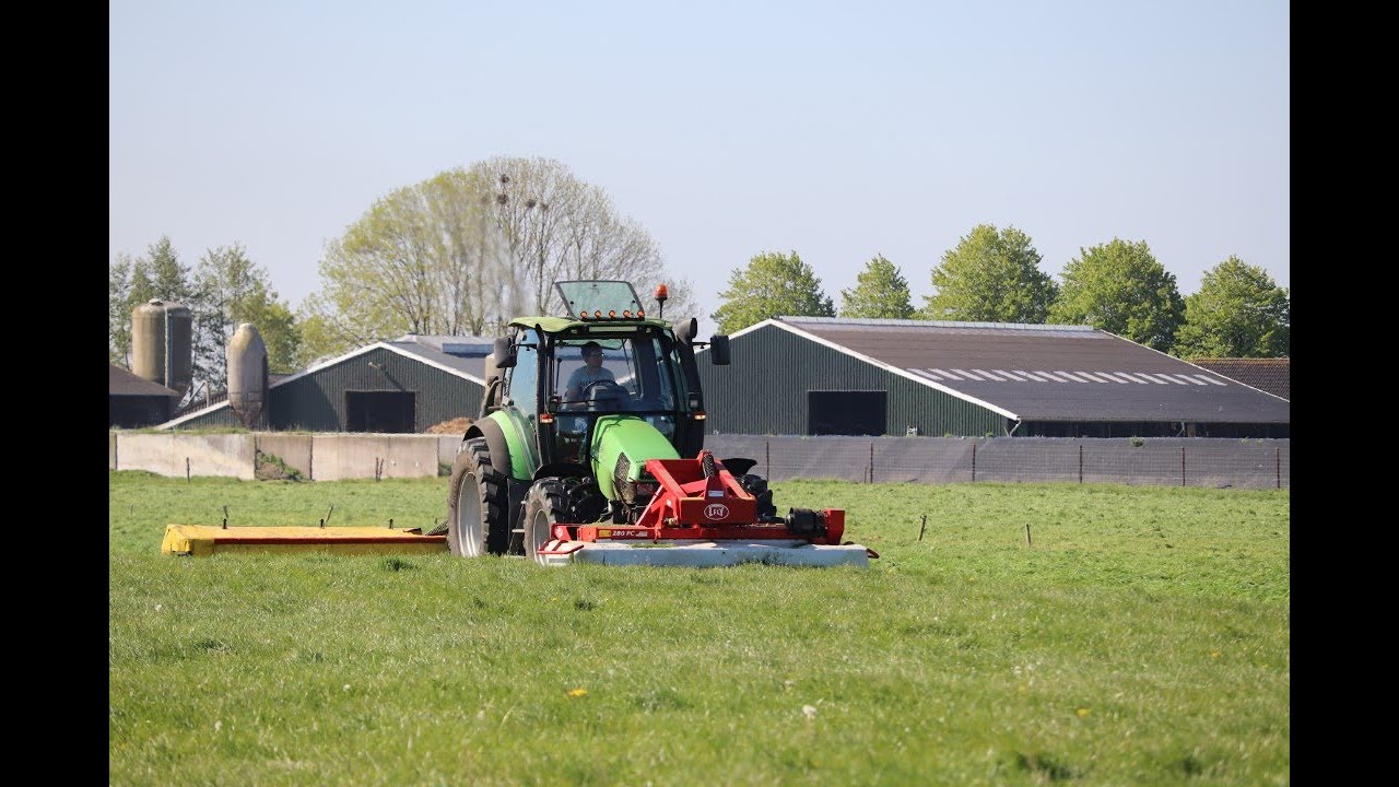EERSTE SNEDE GRAS MAAIEN DEUTZ FAHR AGROTRON 115 MK3 EN FENDT 310 TMS