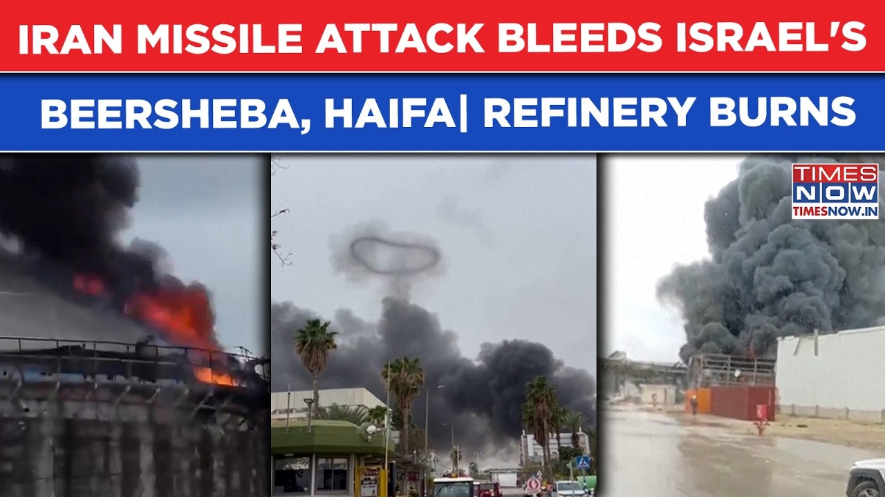 Iran Missile Attack On Israel's Beersheba, Haifa| Black Smoke Rises as IRGC Fury Burns Oil Refinery