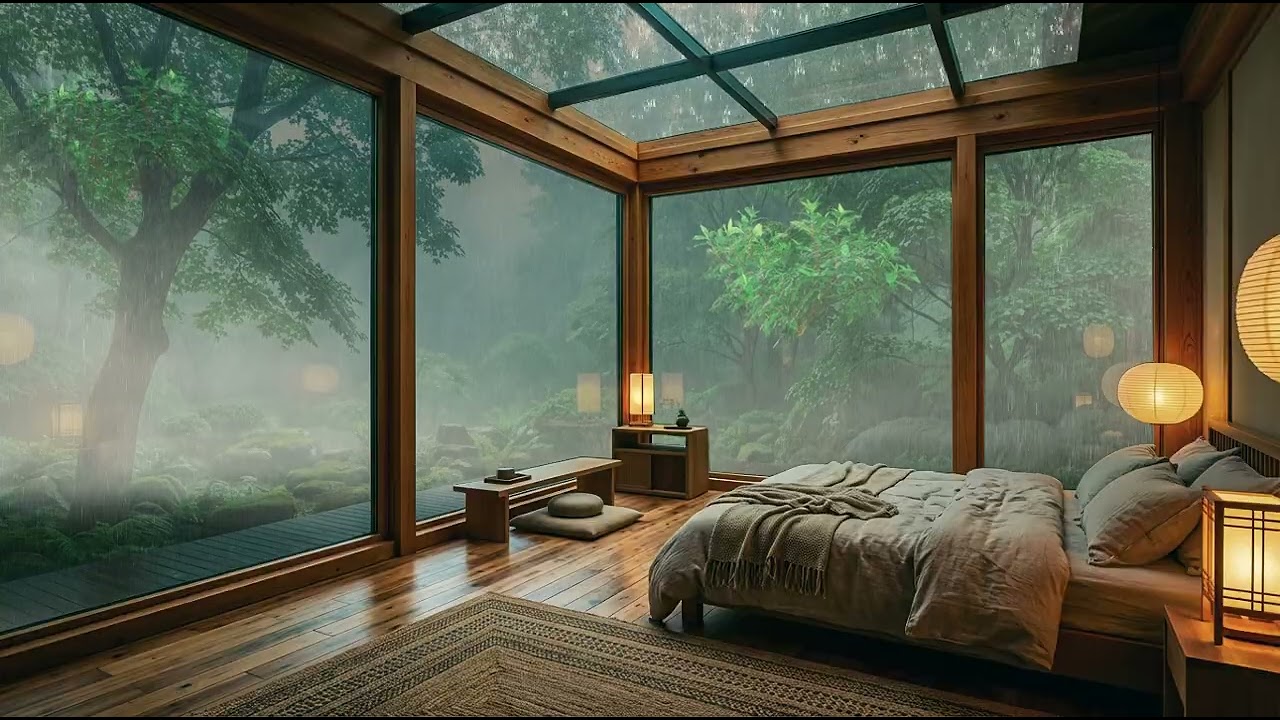 Rain Sounds in the Bedroom: Heavy Rain on a Glass Roof for Deep Sleep & Relaxation