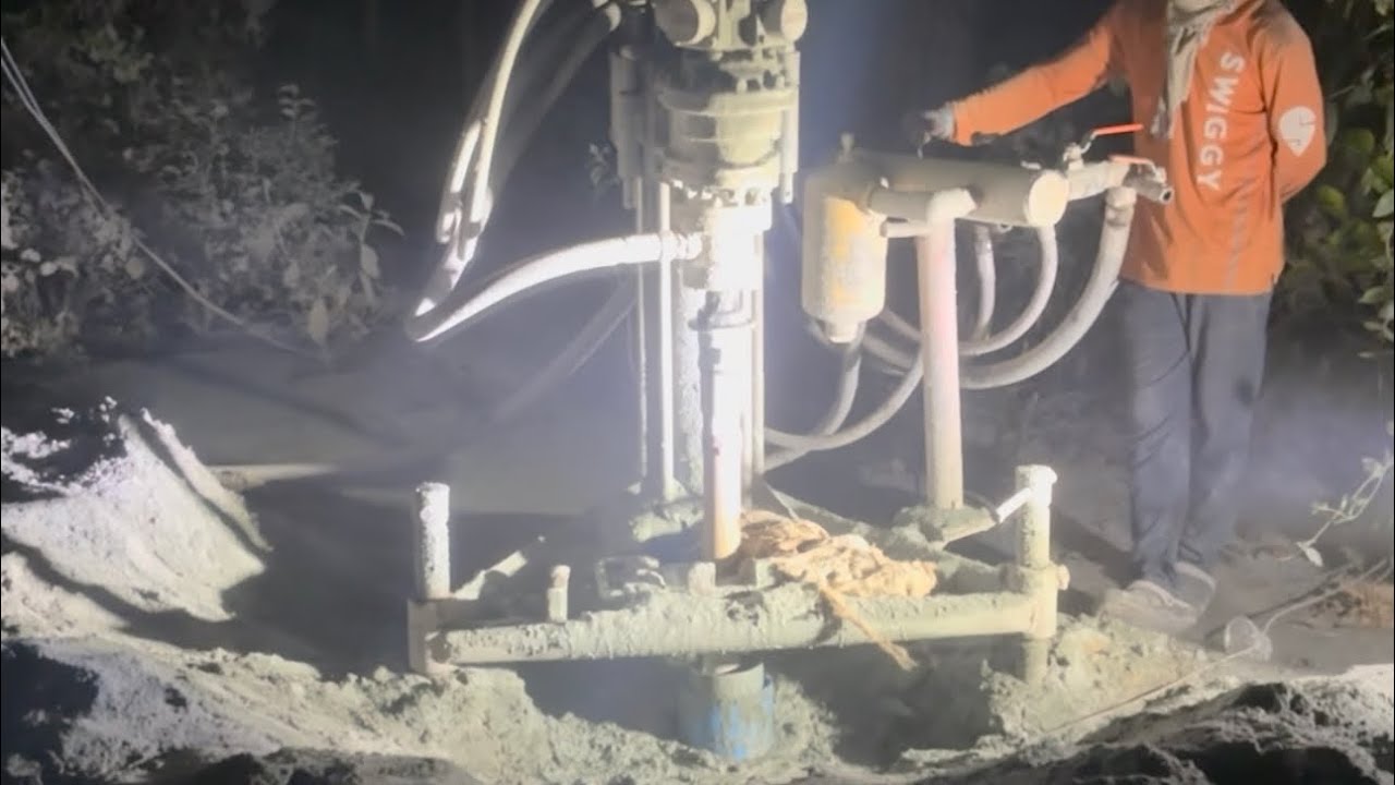 Night drilling for high stone Borwell drilling || new Borwell drilling 