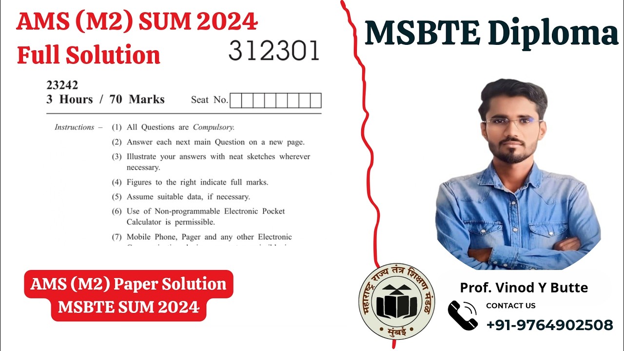 MSBTE AMS (M2)312301 SUM 2024 Question paper Solution