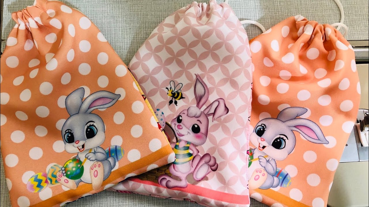 Saquinho com cordão para Páscoa