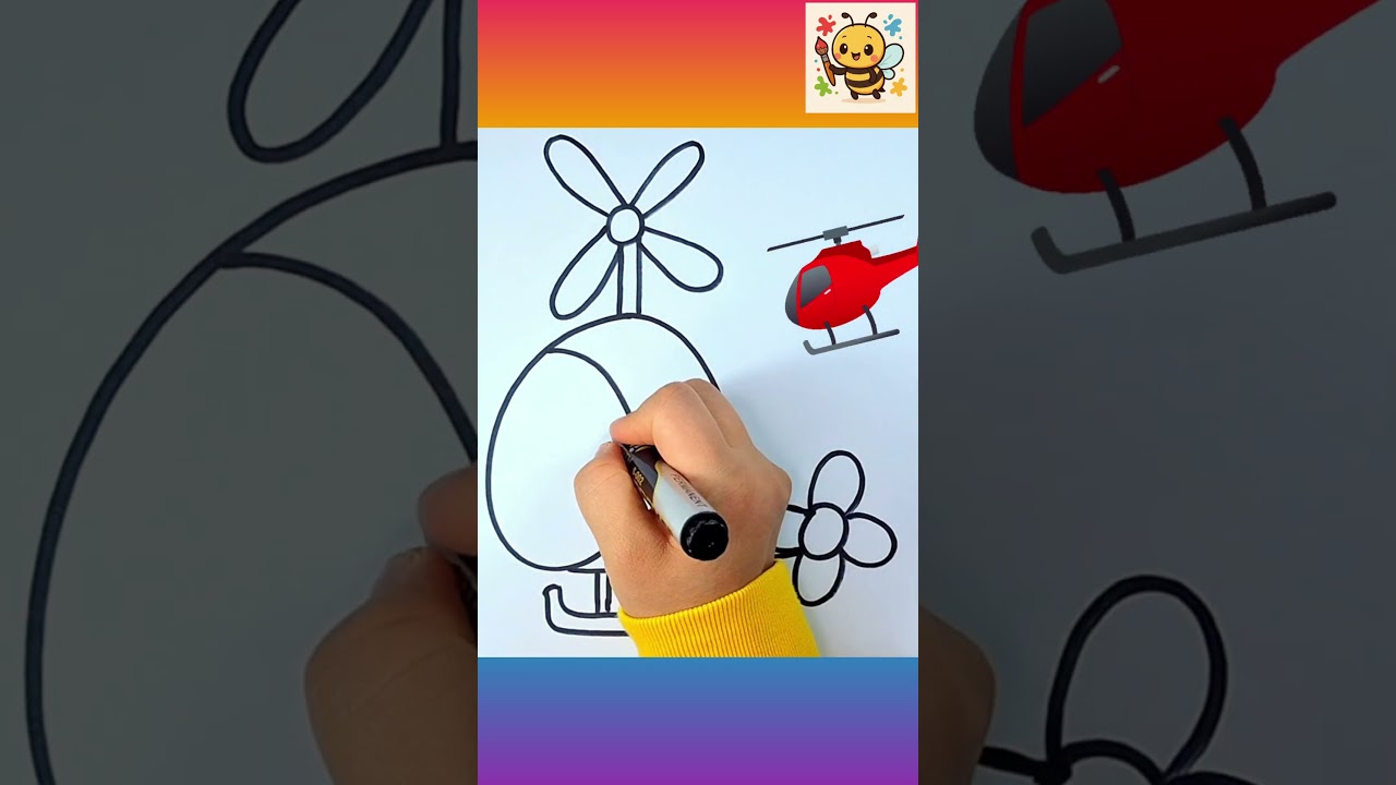 Draw a Number 6 Helicopter in Minutes! 🚁 | #shorts #shortvideo #shortsfeedsyoutube