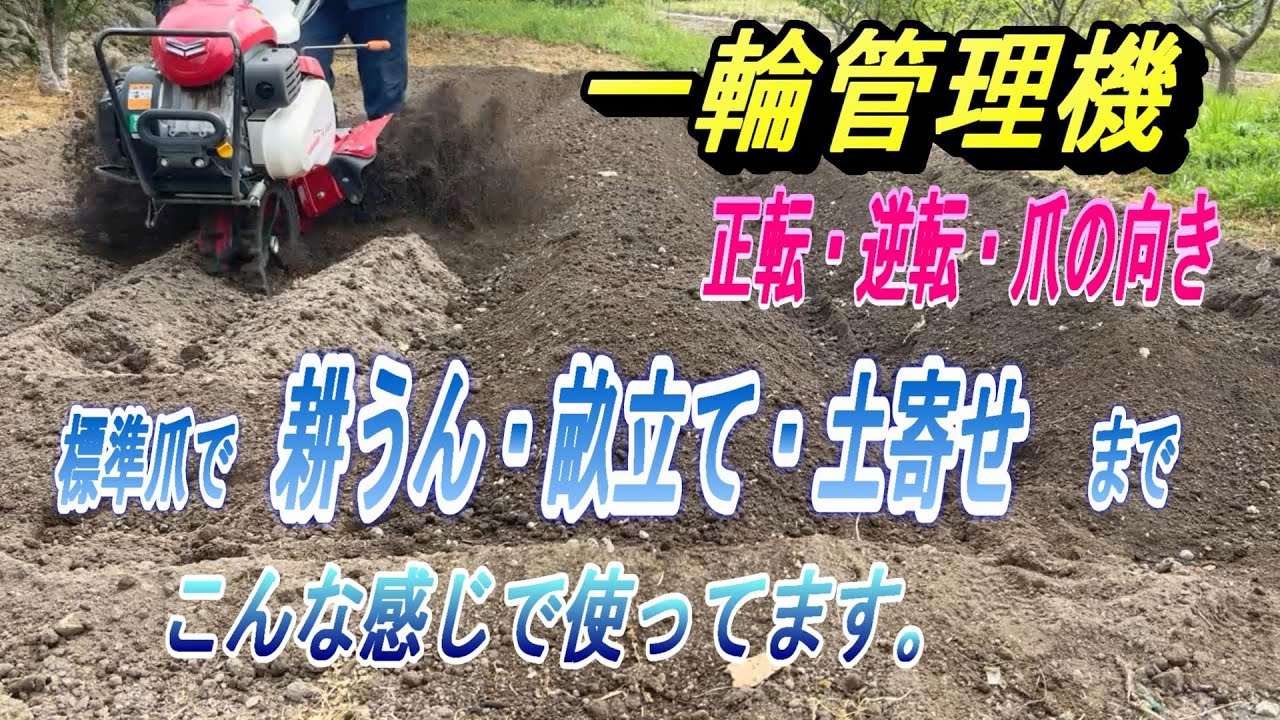 【一輪管理機】標準爪で耕うん・畝立て・土寄せまで。正転・逆転・爪の向き、私の使い方です。