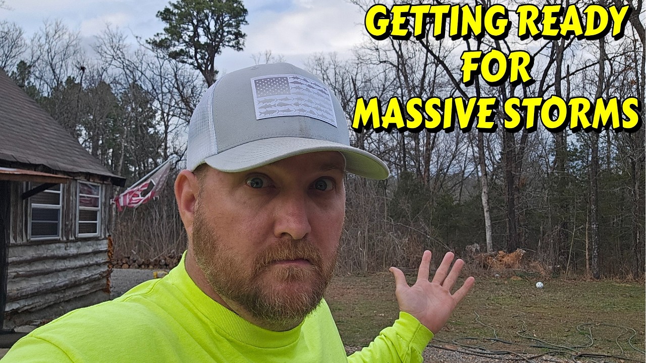 BIG STORMS ON THE WAY |tiny house, homesteading, off-grid, cabin build DIY HOW TO sawmill tiny cabin