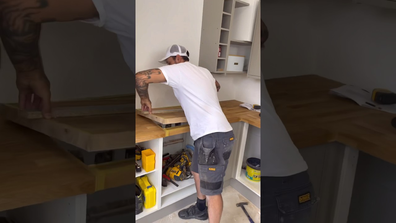 Cooker Hob Installation On OakTop #howto #shorts