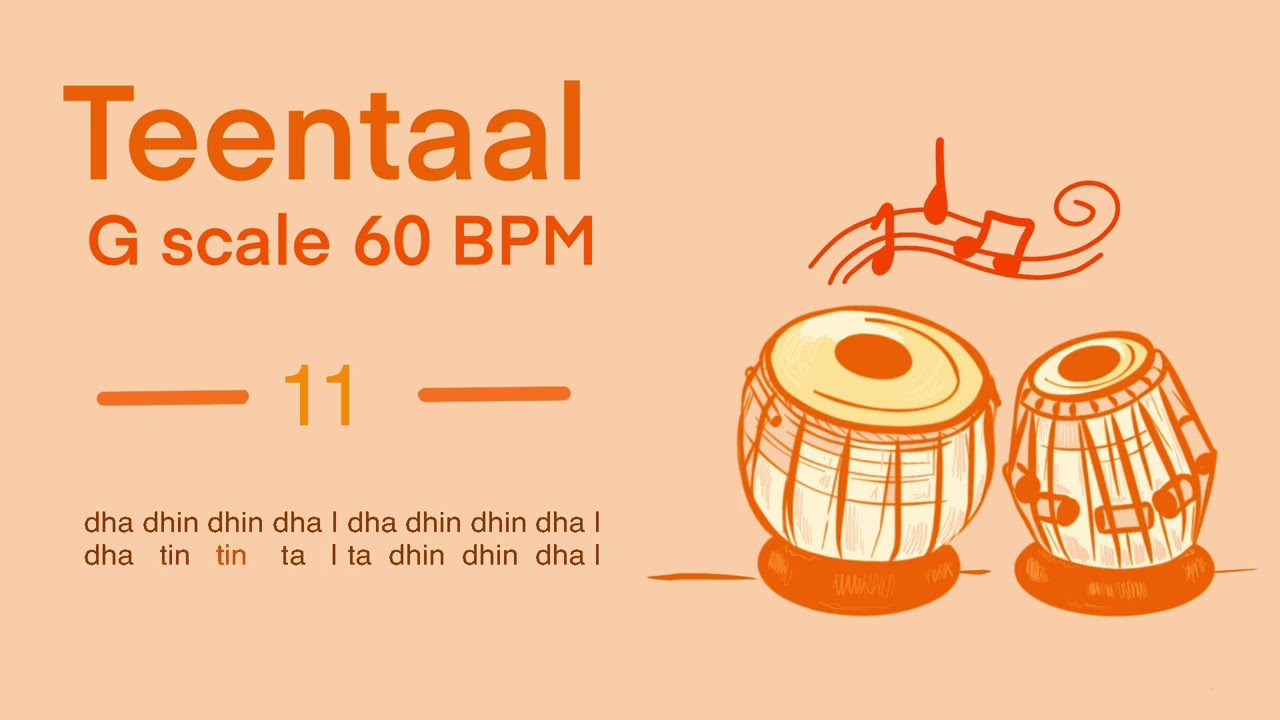 Teentaal Tabla 60 BPM with Tanpura on G scale