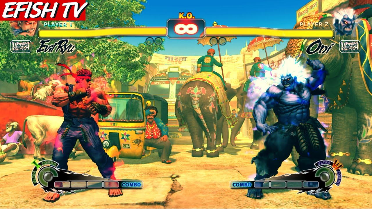Evil Ryu vs Oni (Hardest AI) - Ultra Street Fighter IV