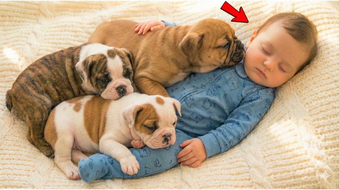 Baby Slept With 3 Puppies… What His Parents Saw Next Left Them Speechless!